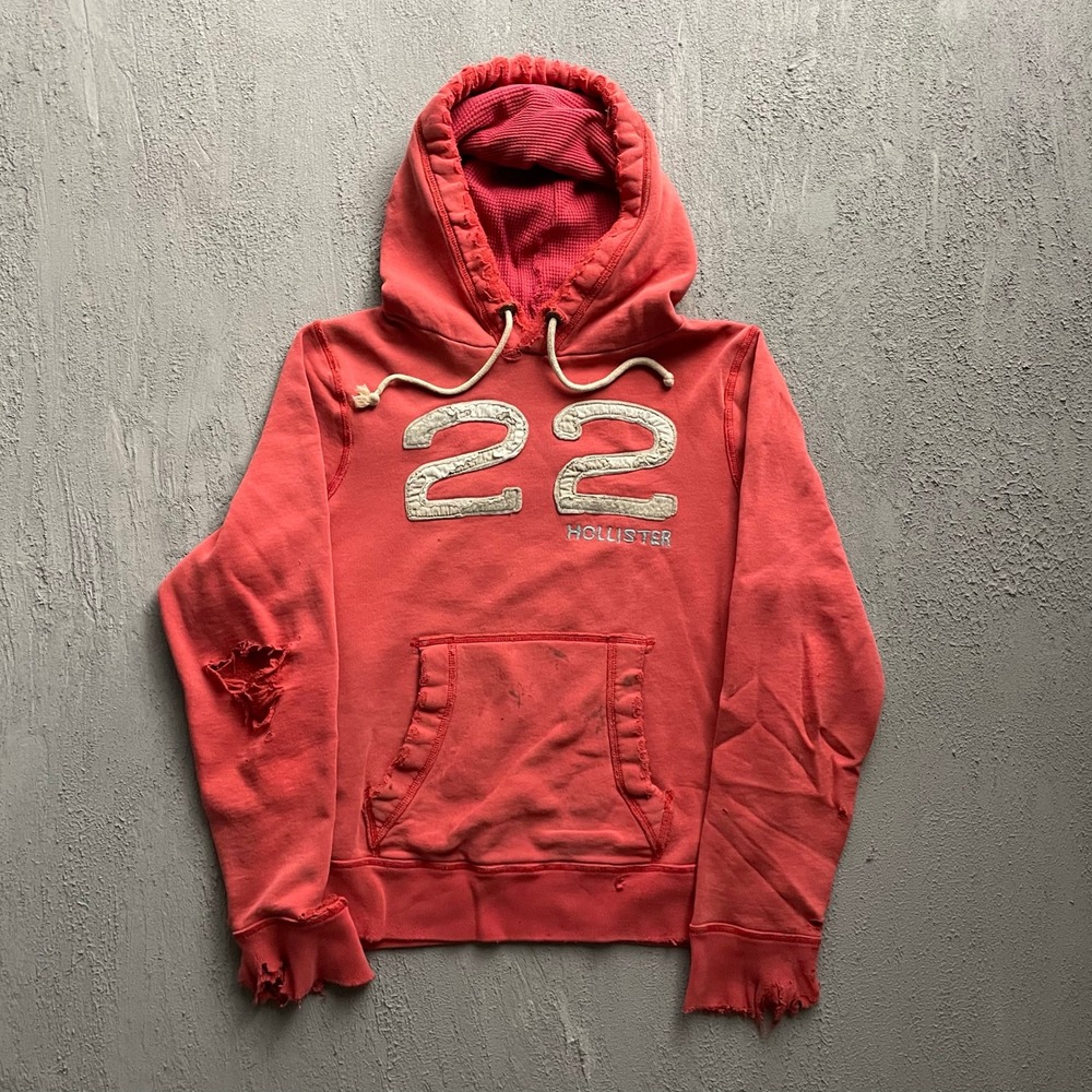 Vintage Hollister Distressed Graphic Pullover Hoodie Mens Large Red 2000s